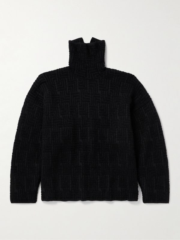 Oversized Jacquard-Knit Virgin Wool-Blend Rollneck Sweater Oversized Jacquard-Knit Virgin Wool-Blend Rollneck Sweater