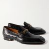 Bailey Embellished Croc-Effect Leather Loafers - FR Bailey Embellished Croc-Effect Leather Loafers - FR