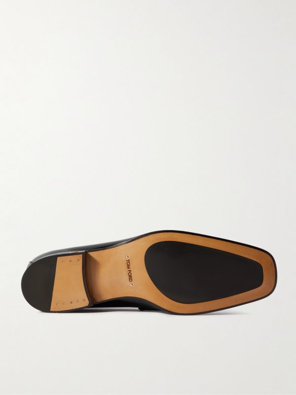 Bailey Chain-Embellished Patent-Leather Penny Loafers - E1 Bailey Chain-Embellished Patent-Leather Penny Loafers - E1