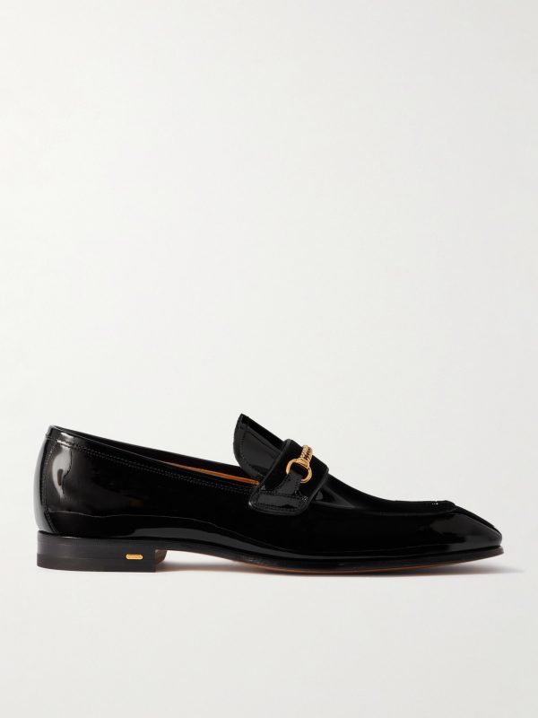 Bailey Chain-Embellished Patent-Leather Penny Loafers Bailey Chain-Embellished Patent-Leather Penny Loafers