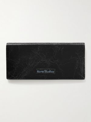 Logo-Print Cracked-Leather Bifold Wallet