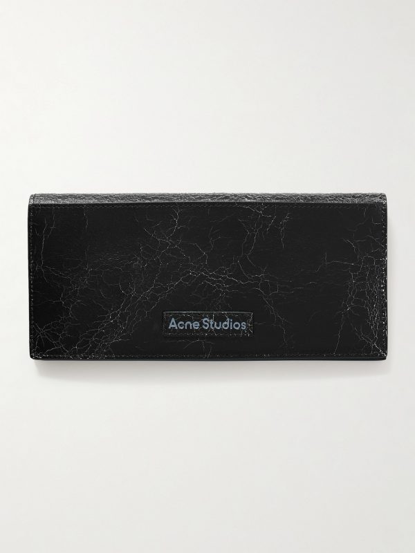 Logo-Print Cracked-Leather Bifold Wallet Logo-Print Cracked-Leather Bifold Wallet