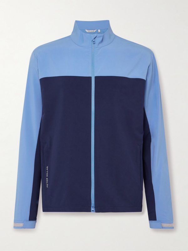 Dunes Logo-Print Colour-Block Stretch-Jersey Golf Jacket