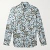 Button-Down Collar Floral-Print Lyocell Shirt