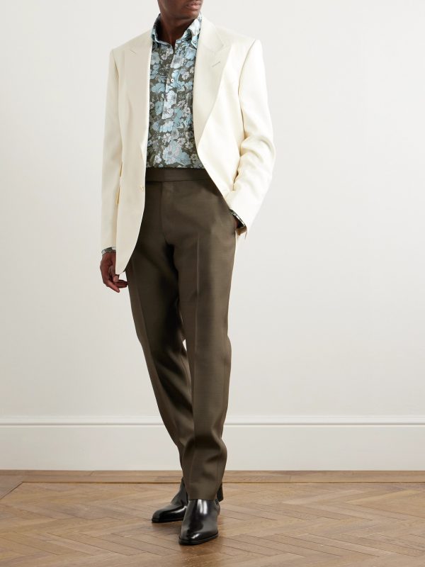 Button-Down Collar Floral-Print Lyocell Shirt - OU