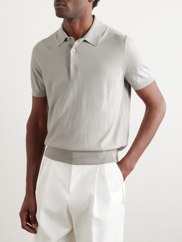 Slim-Fit Sea Island Cotton Polo Shirt - FR Slim-Fit Sea Island Cotton Polo Shirt - FR