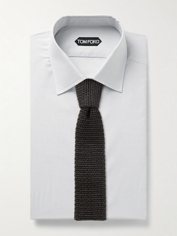 Slim-Fit Cutaway-Collar Prince Of Wales Checked Cotton-Poplin Shirt - E1 Slim-Fit Cutaway-Collar Prince Of Wales Checked Cotton-Poplin Shirt - E1