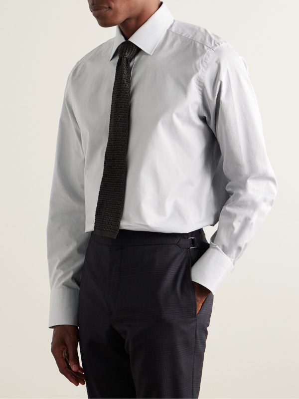 Slim-Fit Cutaway-Collar Prince Of Wales Checked Cotton-Poplin Shirt - FR Slim-Fit Cutaway-Collar Prince Of Wales Checked Cotton-Poplin Shirt - FR