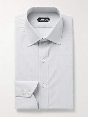 Slim-Fit Cutaway-Collar Prince Of Wales Checked Cotton-Poplin Shirt Slim-Fit Cutaway-Collar Prince Of Wales Checked Cotton-Poplin Shirt