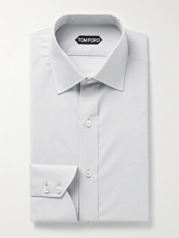 Slim-Fit Cutaway-Collar Prince Of Wales Checked Cotton-Poplin Shirt Slim-Fit Cutaway-Collar Prince Of Wales Checked Cotton-Poplin Shirt