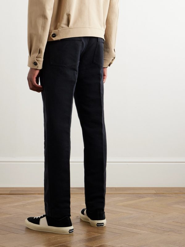 Straight-Leg Cotton-Twill Trousers - BK