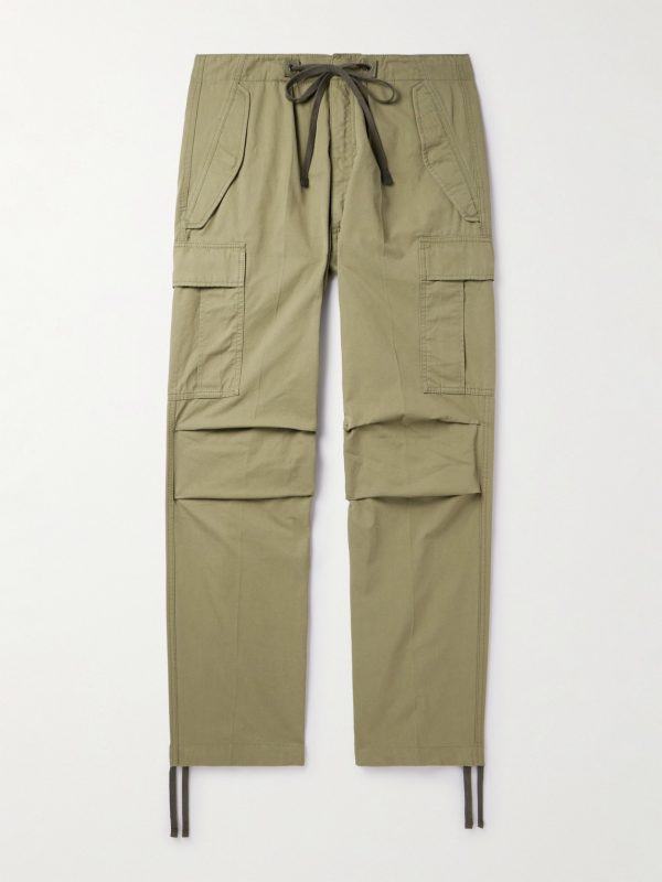 New Enzyme Straight-Leg Cotton-Twill Drawstring Cargo Trousers New Enzyme Straight-Leg Cotton-Twill Drawstring Cargo Trousers
