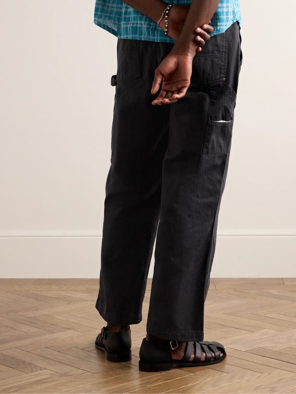 Herringbone Cotton Carpenter Trousers - BK Herringbone Cotton Carpenter Trousers - BK