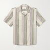 Riis Camp-Collar Striped Cotton-Gauze Shirt