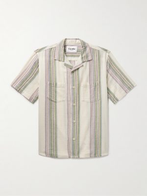 Riis Camp-Collar Striped Cotton-Gauze Shirt Riis Camp-Collar Striped Cotton-Gauze Shirt