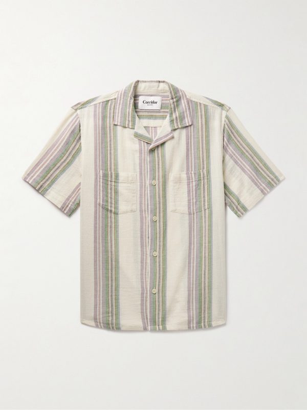 Riis Camp-Collar Striped Cotton-Gauze Shirt