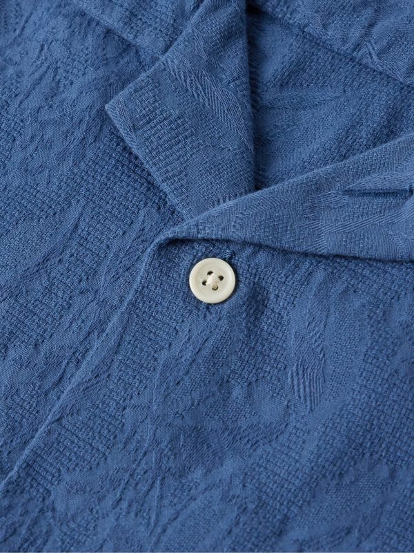 Camp-Collar Floral-Jacquard Cotton Shirt - CU