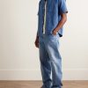 Camp-Collar Floral-Jacquard Cotton Shirt - OU