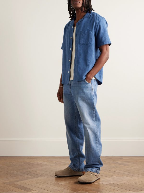 Camp-Collar Floral-Jacquard Cotton Shirt - OU