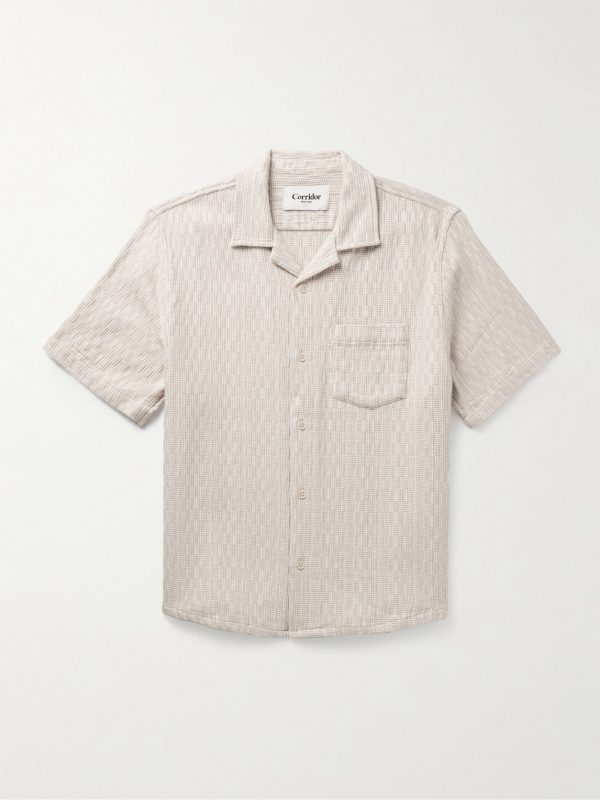 Camp-Collar Cotton-Jacquard Shirt