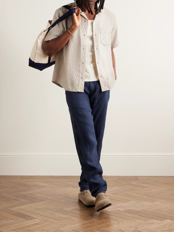 Camp-Collar Cotton-Jacquard Shirt - OU