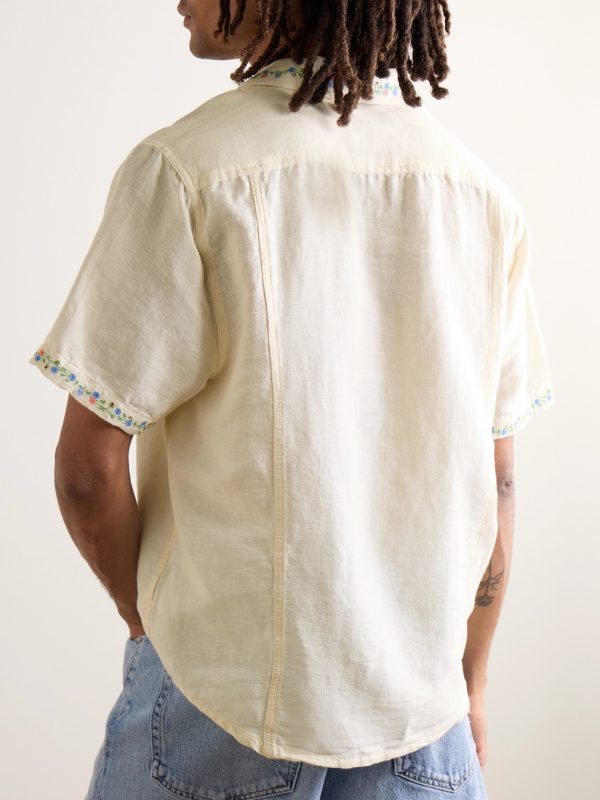 Hamsa Camp-Collar Embroidered Cotton Shirt - BK Hamsa Camp-Collar Embroidered Cotton Shirt - BK
