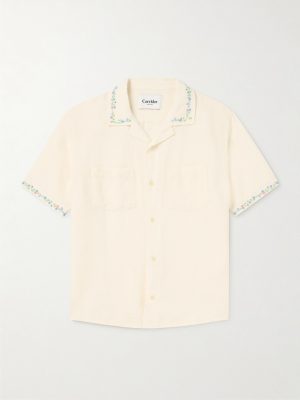 Hamsa Camp-Collar Embroidered Cotton Shirt Hamsa Camp-Collar Embroidered Cotton Shirt