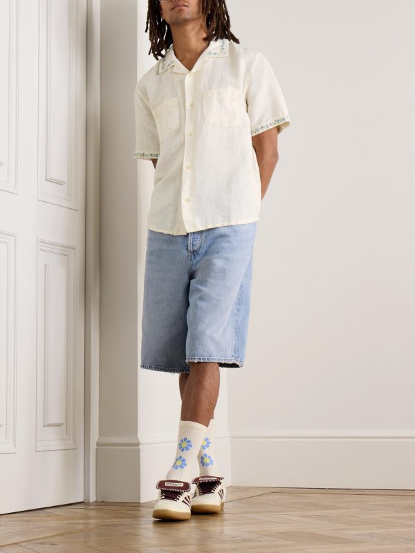 Hamsa Camp-Collar Embroidered Cotton Shirt - OU Hamsa Camp-Collar Embroidered Cotton Shirt - OU