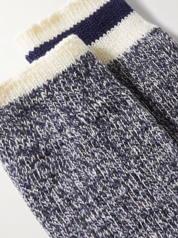 Rag Pack of Two Striped Ribbed Cotton-Blend Socks - CU Rag Pack of Two Striped Ribbed Cotton-Blend Socks - CU