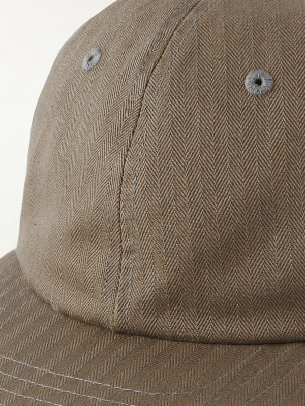Leather-Trimmed Herringbone Cotton Cap - CU