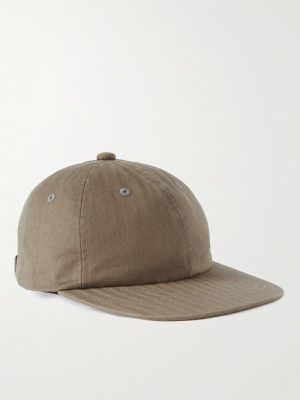 Leather-Trimmed Herringbone Cotton Cap Leather-Trimmed Herringbone Cotton Cap