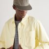 Leather-Trimmed Herringbone Cotton Cap - OU
