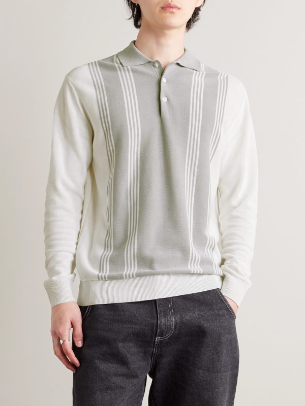 Striped Knitted Polo Shirt - FR Striped Knitted Polo Shirt - FR