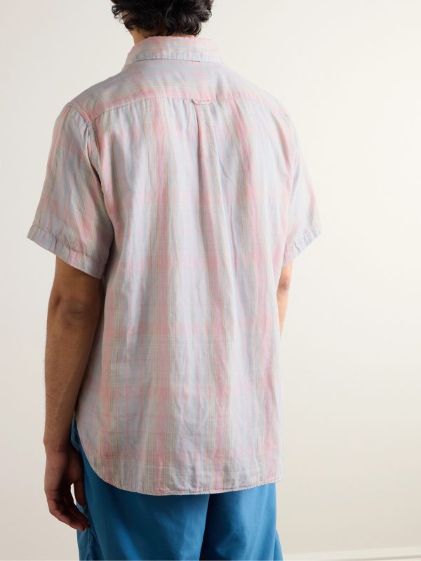 Button-Down Collar Checked Cotton-Gauze Shirt - BK