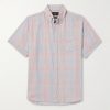 Button-Down Collar Checked Cotton-Gauze Shirt