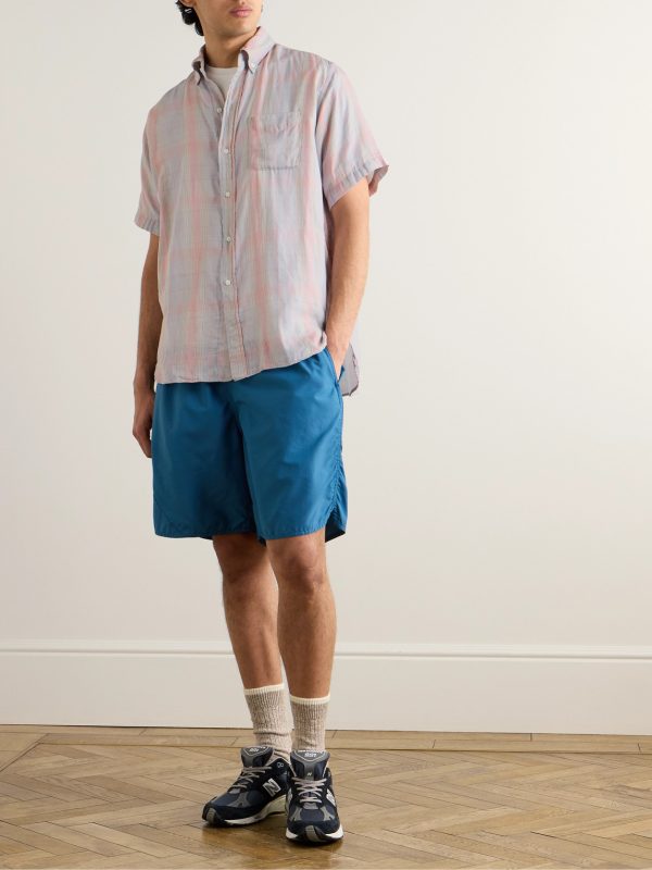 Button-Down Collar Checked Cotton-Gauze Shirt - OU