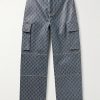 Straight-Leg Logo-Jacquard Coated Cargo Jeans