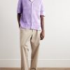 Camp-Collar Crocheted Linen and Cotton-Blend Shirt - OU Camp-Collar Crocheted Linen and Cotton-Blend Shirt - OU