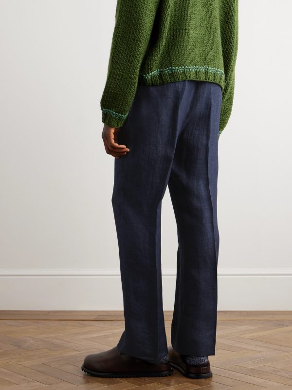 Straight-Leg Linen Trousers - BK Straight-Leg Linen Trousers - BK