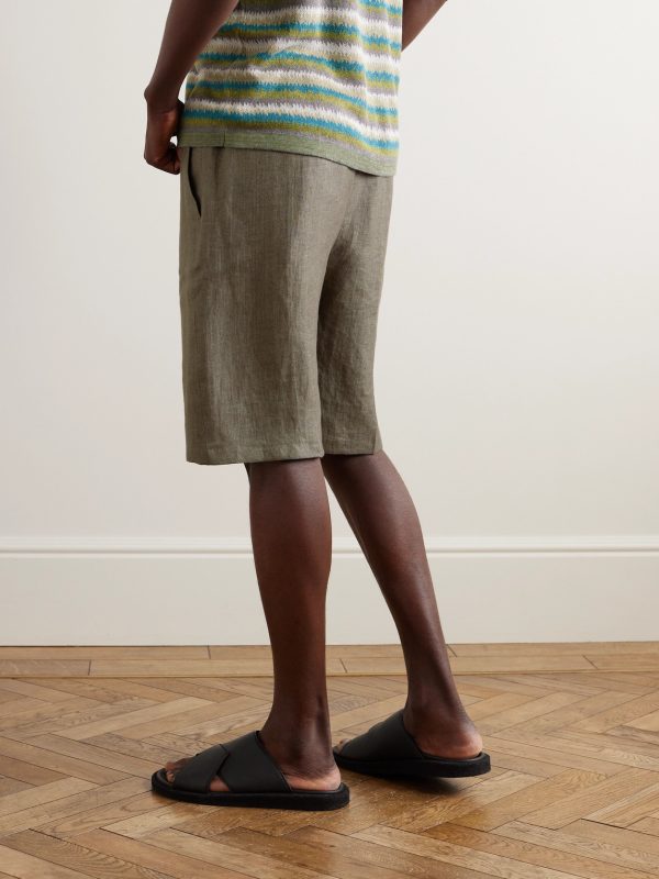 Tapered Linen-Twill Bermuda Shorts - BK Tapered Linen-Twill Bermuda Shorts - BK
