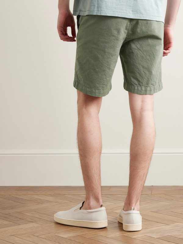Byron Slim-Fit Straight-Leg Garment-Dyed Cotton and Linen-Blend Shorts - BK Byron Slim-Fit Straight-Leg Garment-Dyed Cotton and Linen-Blend Shorts - BK