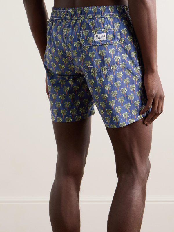 Straight-Leg Mid-Length Printed Swim Shorts - BK Straight-Leg Mid-Length Printed Swim Shorts - BK