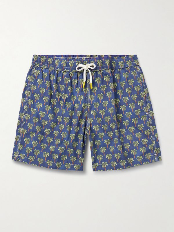 Straight-Leg Mid-Length Printed Swim Shorts Straight-Leg Mid-Length Printed Swim Shorts