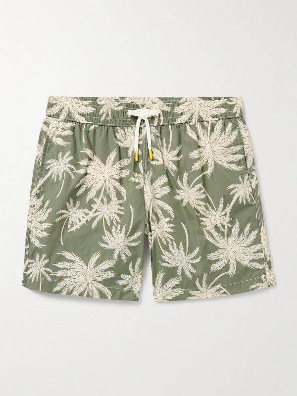 Straight-Leg Mid-Length Printed Recycled Swim Shorts Straight-Leg Mid-Length Printed Recycled Swim Shorts