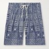 Wide-Leg Pleated Embroidered Cotton-Chambray Drawstring Shorts Wide-Leg Pleated Embroidered Cotton-Chambray Drawstring Shorts