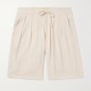Straight-Leg Pleated Cotton Shorts Straight-Leg Pleated Cotton Shorts