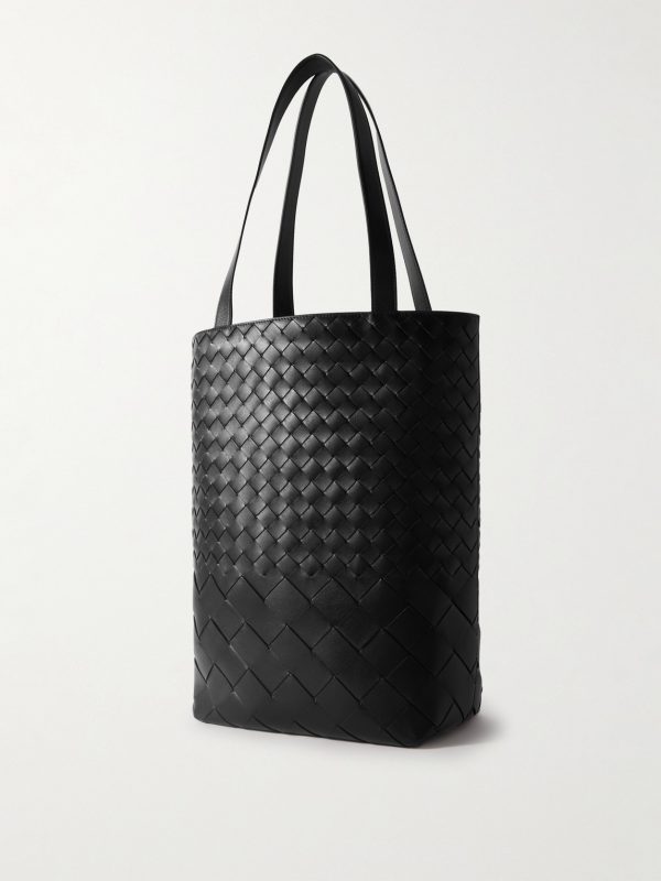 Small N/S Intrecciato Leather Tote - BK Small N/S Intrecciato Leather Tote - BK