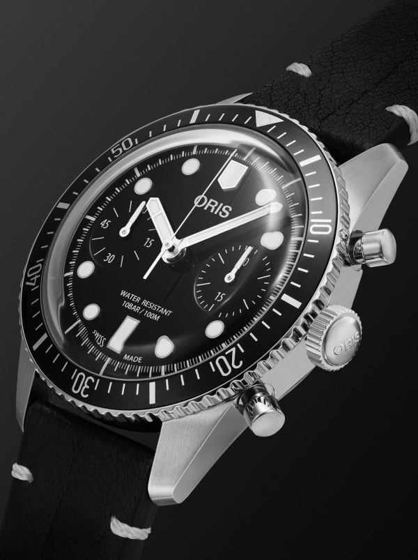 Divers Sixty-Five Automatic Chronograph 40mm Stainless Steel and Leather Watch, Ref. No. 01 771 7791 4054-07 6 20 01 - FR Divers Sixty-Five Automatic Chronograph 40mm Stainless Steel and Leather Watch, Ref. No. 01 771 7791 4054-07 6 20 01 - FR