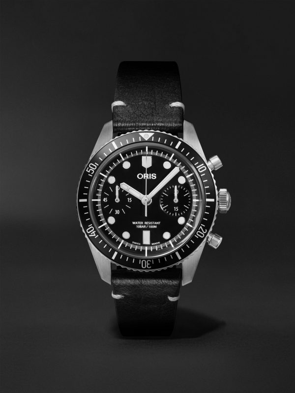 Divers Sixty-Five Automatic Chronograph 40mm Stainless Steel and Leather Watch, Ref. No. 01 771 7791 4054-07 6 20 01 Divers Sixty-Five Automatic Chronograph 40mm Stainless Steel and Leather Watch, Ref. No. 01 771 7791 4054-07 6 20 01