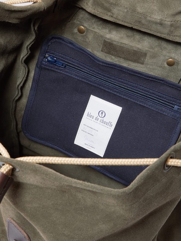 Camp Leather-Trimmed Suede Backpack - E1 Camp Leather-Trimmed Suede Backpack - E1